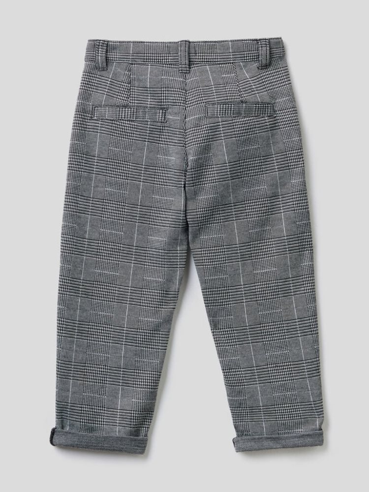 Benetton Check Stretch Broek Kinderen Grijs | BE111664