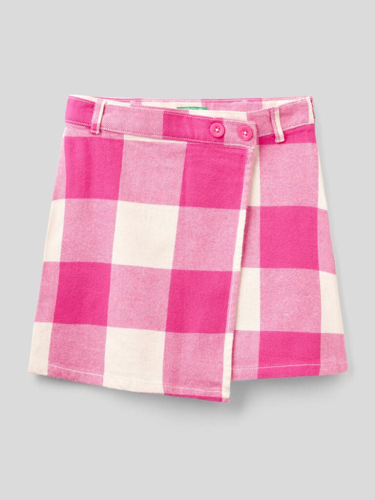 Benetton Check Wrap Rokken Kinderen Roze | BE031622