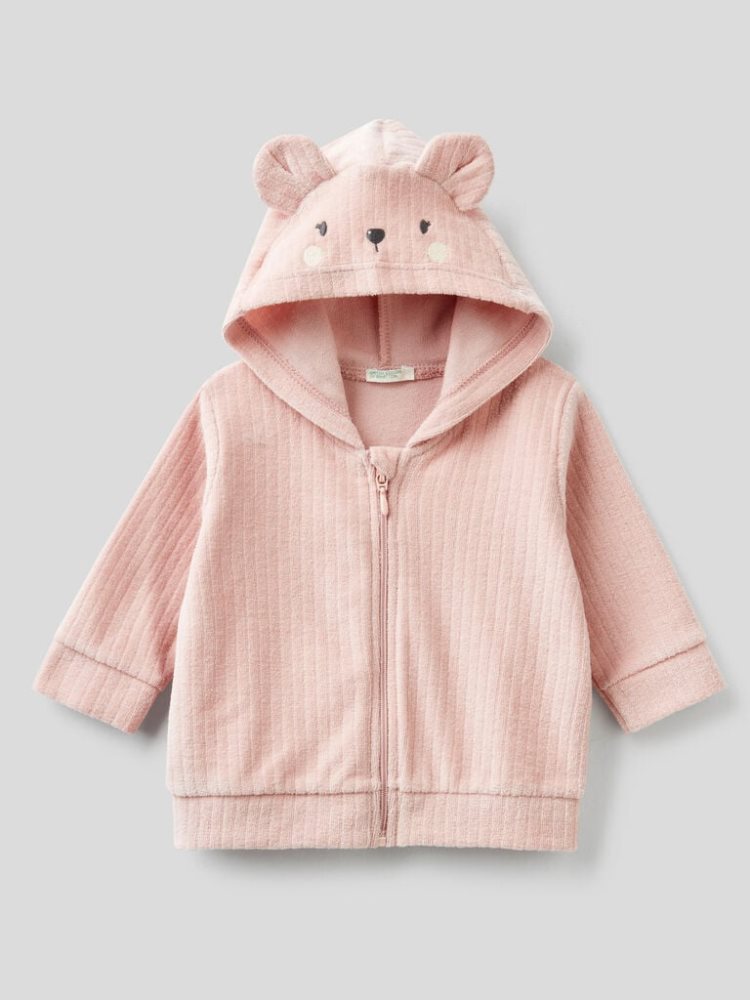 Benetton Chenille Hood Sweatshirt Kinderen Roze | BE587741