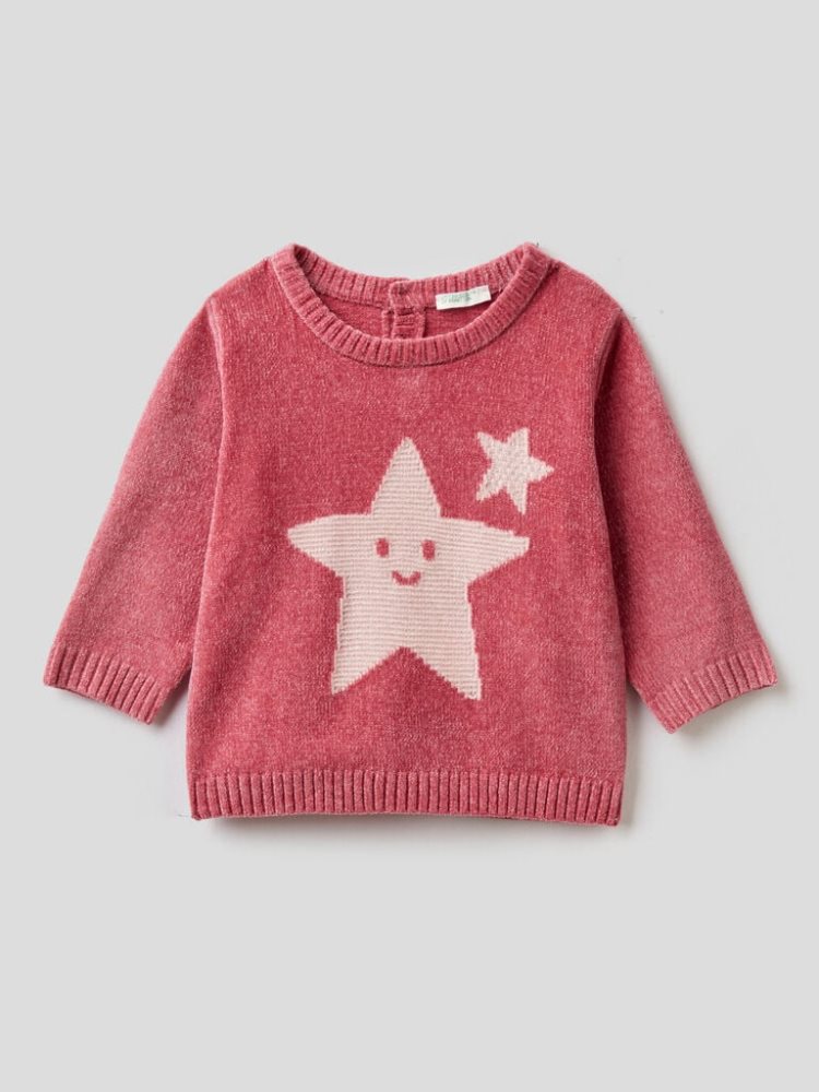 Benetton Chenille Inlay Truien Kinderen Donker | BE351880