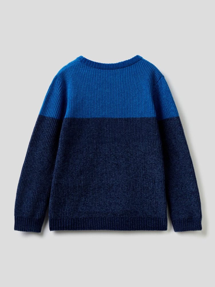 Benetton Chenille Kangaroo Pocket Truien Kinderen Blauw | BE576340