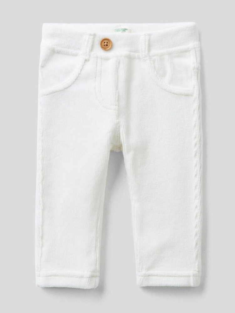 Benetton Chenille Stretch Broek Kinderen Wit | BE713213