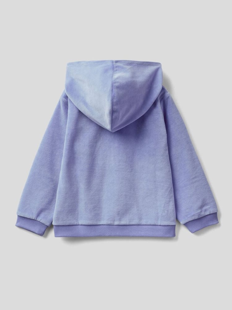 Benetton Chenille Zip Hood Hoodie Kinderen Lilac | BE204548