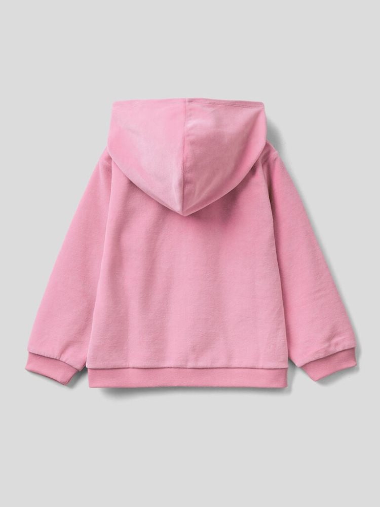 Benetton Chenille Zip Hood Hoodie Kinderen Roze | BE224927