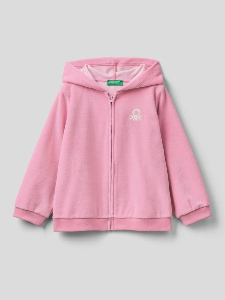 Benetton Chenille Zip Hood Hoodie Kinderen Roze | BE224927