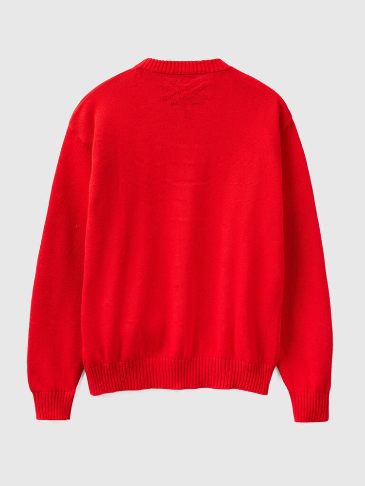 Benetton Cherry Inlay Crew Neck Sweaters Heren Rood | BE267584