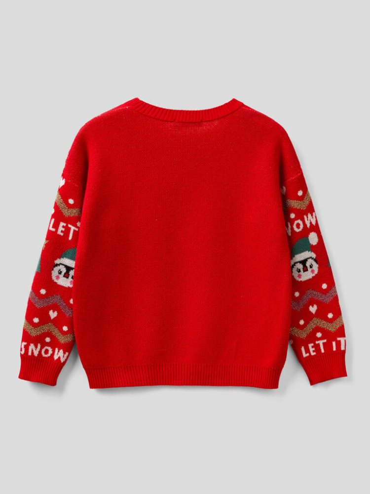 Benetton Christmas Inlays Truien Kinderen Rood | BE768372