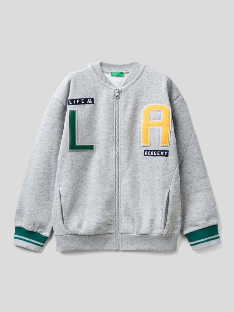 Benetton College-style Patch Sweatshirt Kinderen Grijs | BE106723