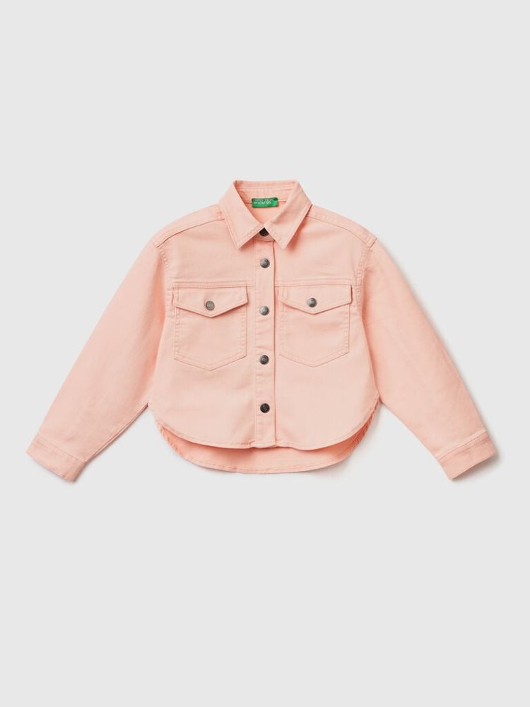 Benetton Colorful Stretch Katoenen Light Jackets Kinderen Roze | BE900109