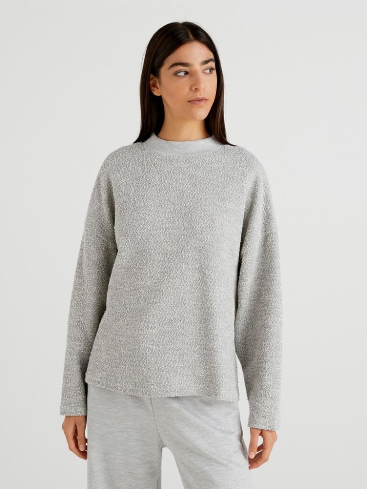 Benetton Comfort Fit High Neck Sweatshirt Dames Lichtgrijs | BE053037