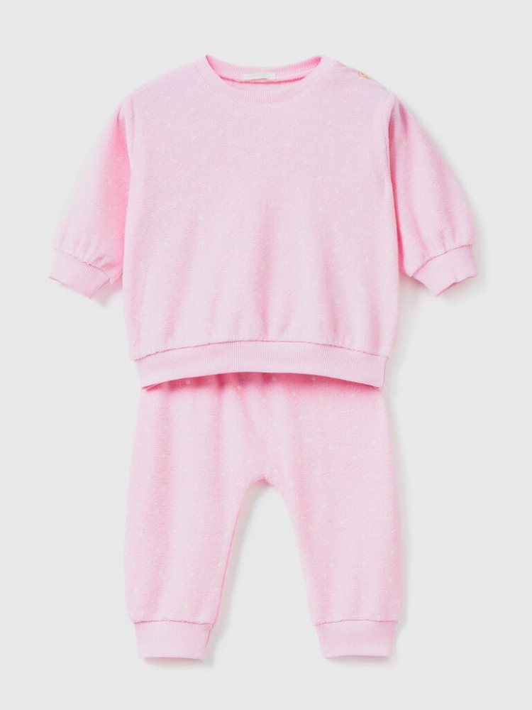 Benetton Coordinated Terry Dungarees Kinderen Roze | BE957088