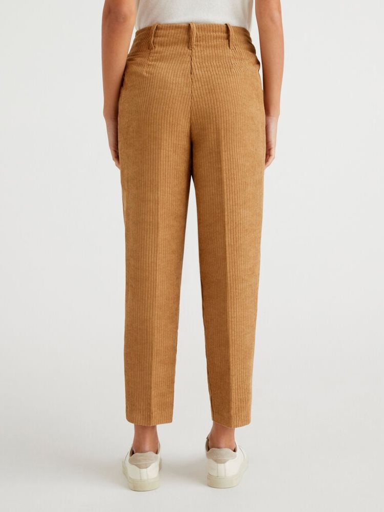 Benetton Corduroy Broek Dames Camel | BE078590