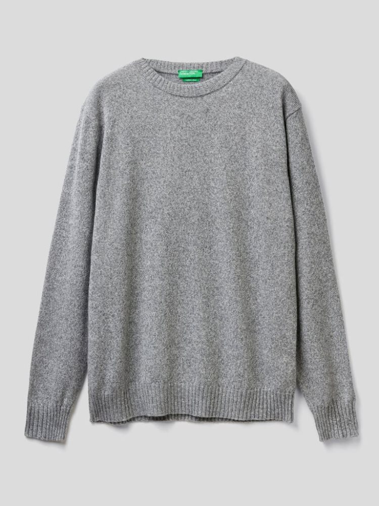 Benetton Crew Neck Cashmere And Wol Blend Truien Heren Grijs | BE204987