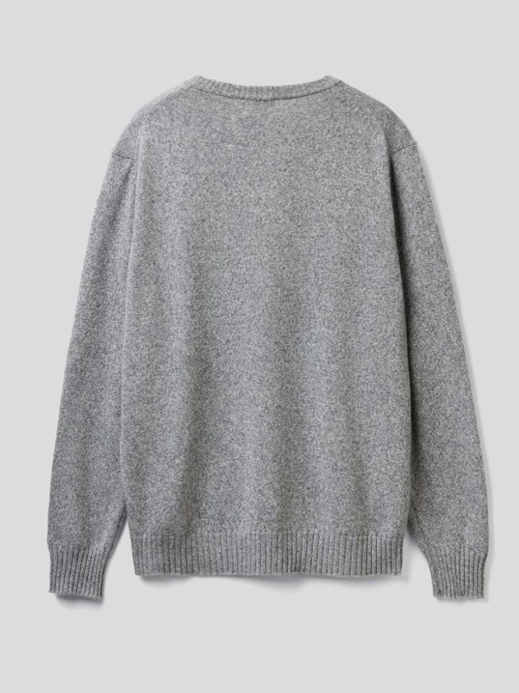 Benetton Crew Neck Cashmere And Wol Blend Truien Heren Grijs | BE204987