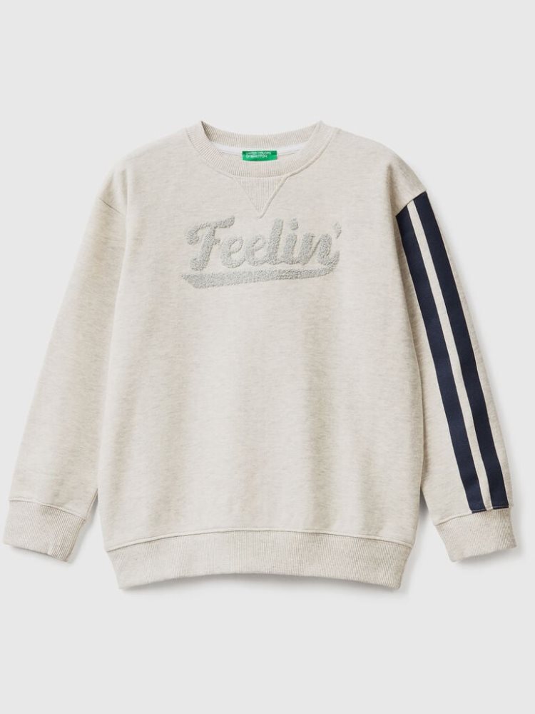 Benetton Crew Neck Embroidery Sweatshirt Kinderen Lichtgrijs | BE879456