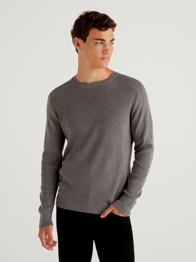 Benetton Crew Neck Katoenen Blend Truien Heren Wit | BE642759