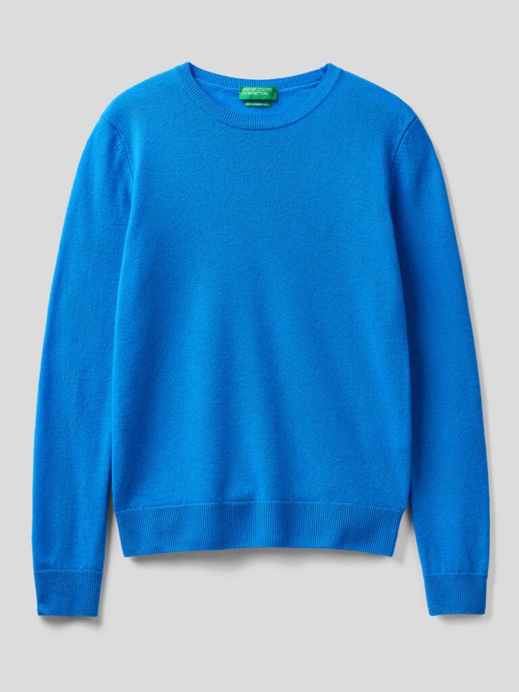 Benetton Crew Neck Merino Wol Truien Dames Turquoise | BE968512