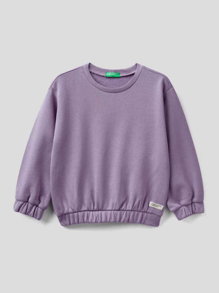 Benetton Crew Neck Organic Katoenen Sweatshirt Kinderen Lilac | BE163850