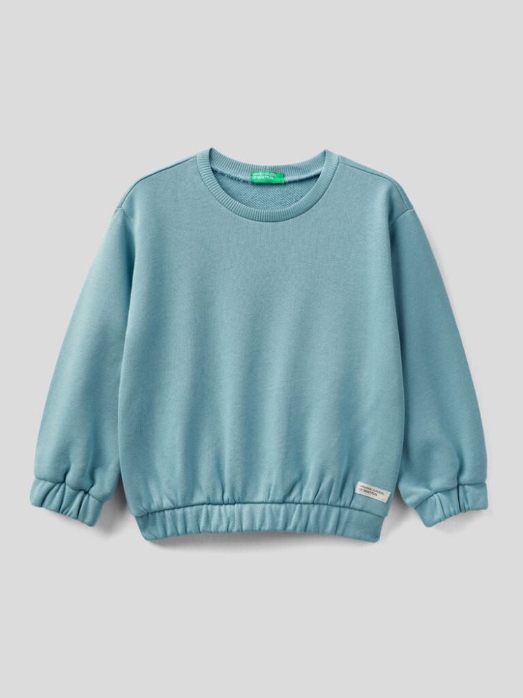 Benetton Crew Neck Organic Katoenen Sweatshirt Kinderen Lichtblauw | BE637472