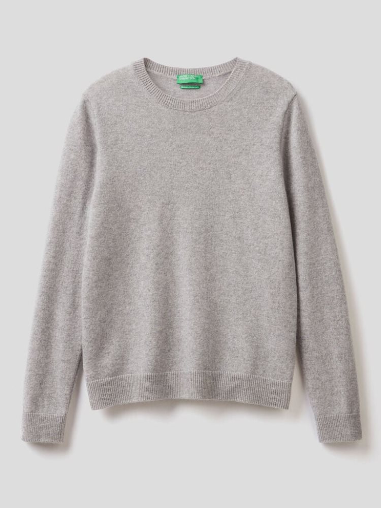 Benetton Crew Neck Pure Cashmere Truien Dames Grijs | BE373943