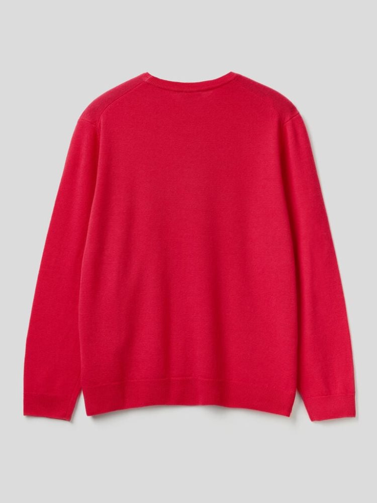 Benetton Crew Neck Pure Merino Wol Truien Heren Diepfuchsie | BE238449