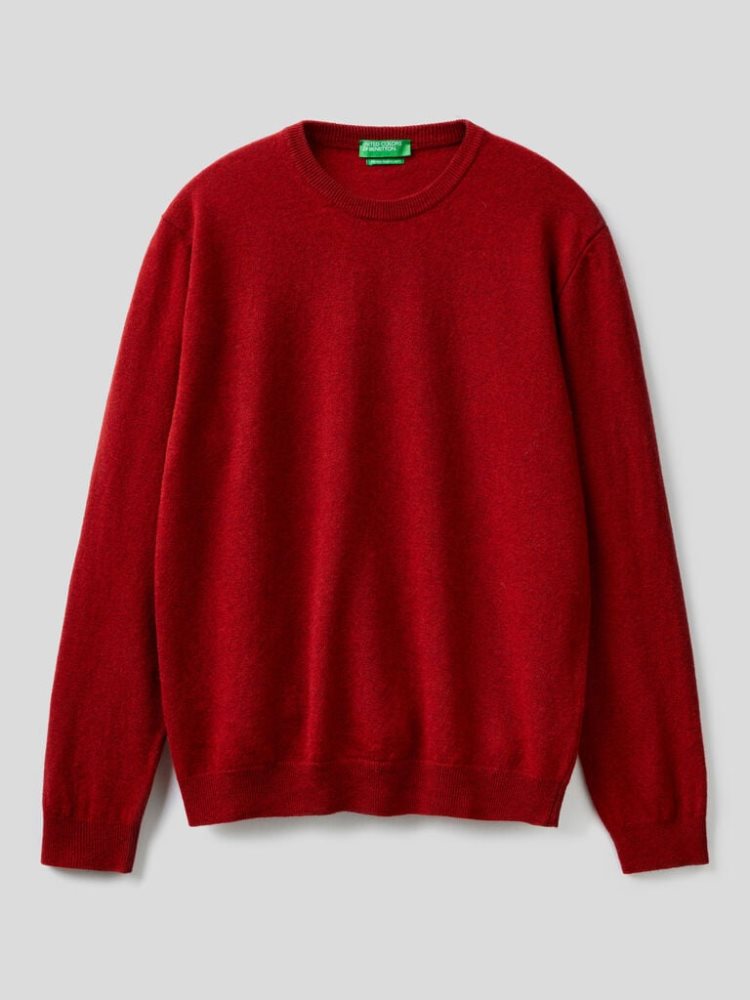 Benetton Crew Neck Pure Merino Wol Truien Heren Bordeaux | BE472560