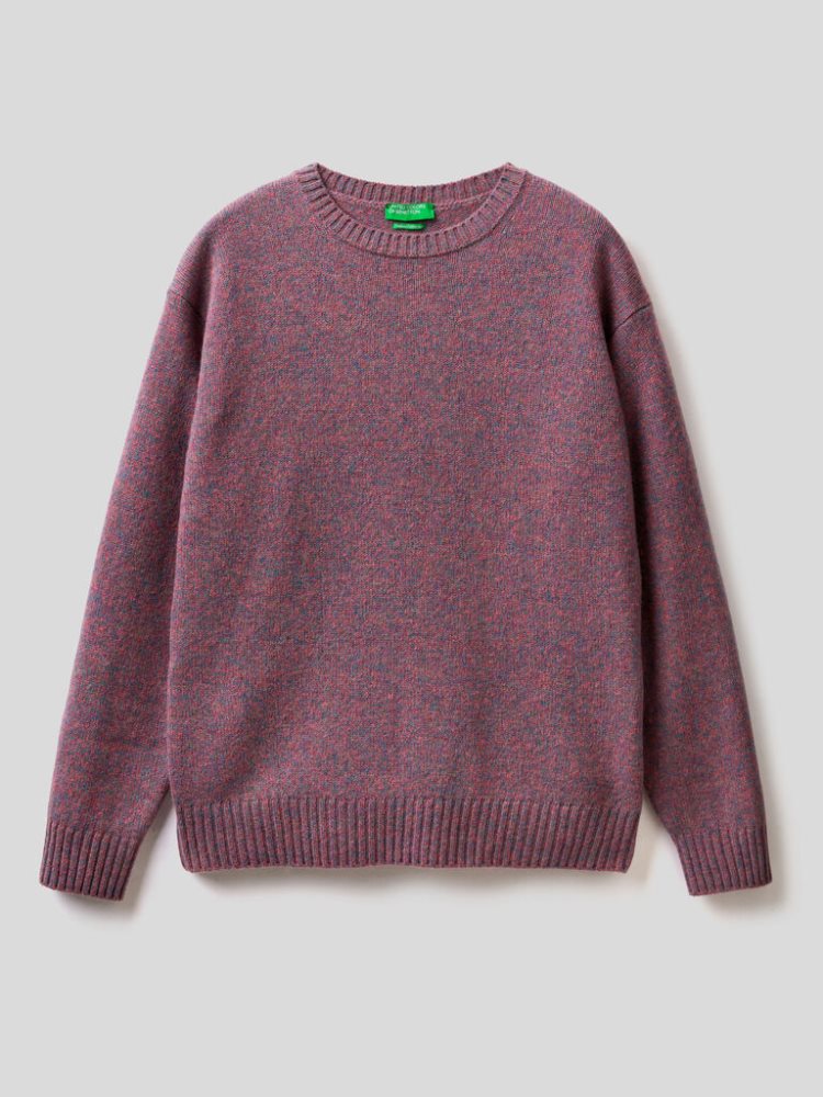 Benetton Crew Neck Pure Shetland Wol Truien Heren Mauve | BE201049