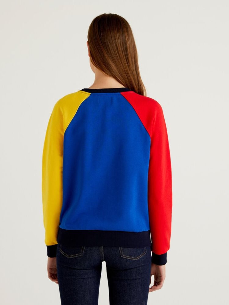 Benetton Crew Neck Raglan Sleeves Sweatshirt Dames Multi-color | BE007375