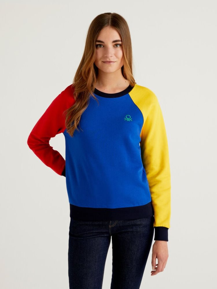 Benetton Crew Neck Raglan Sleeves Sweatshirt Dames Multi-color | BE007375