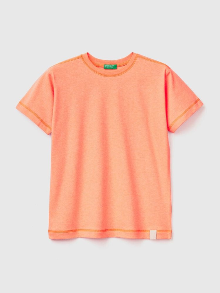 Benetton Crew Neck Recycled Fabric Short Sleeve T-shirts Kinderen Oranje | BE586154