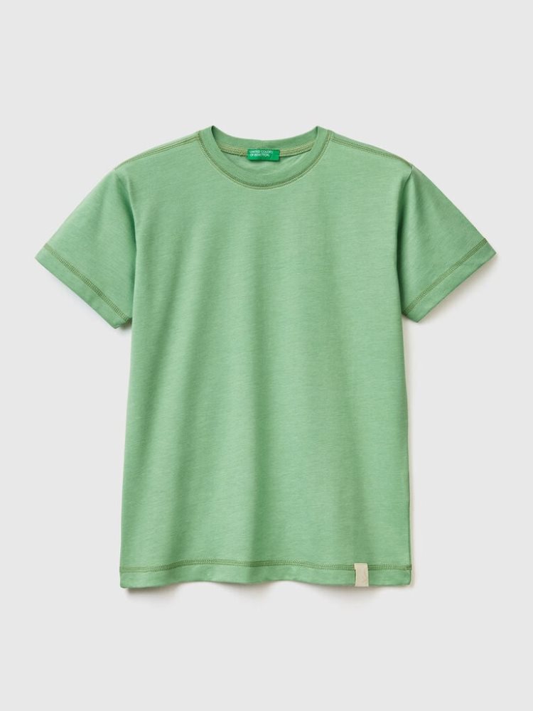 Benetton Crew Neck Recycled Fabric Short Sleeve T-shirts Kinderen Lichtgroen | BE786555