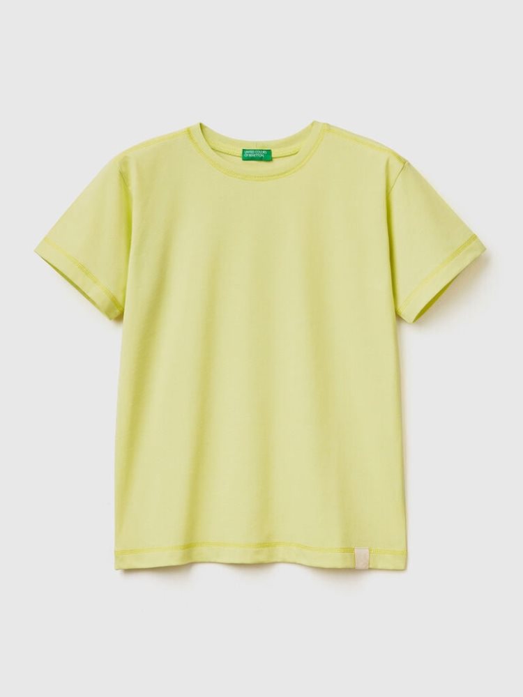 Benetton Crew Neck Recycled Fabric Short Sleeve T-shirts Kinderen Geel | BE806724