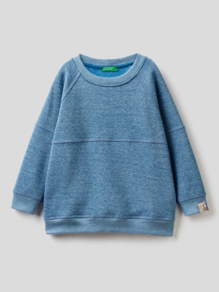 Benetton Crew Neck Recycled Fabric Sweatshirt Kinderen Blauw | BE177449