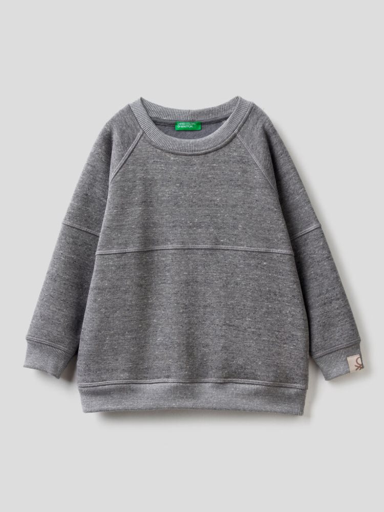 Benetton Crew Neck Recycled Fabric Sweatshirt Kinderen Grijs | BE210765