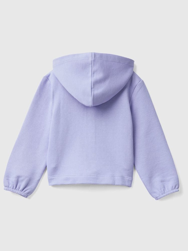 Benetton Cropped Embroidery Hoodie Kinderen Periwinkle | BE631292