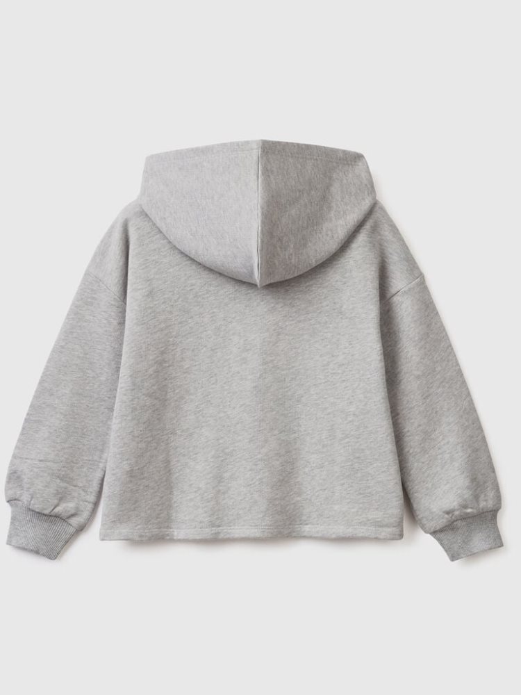 Benetton Cropped Hood Hoodie Kinderen Lichtgrijs | BE381510