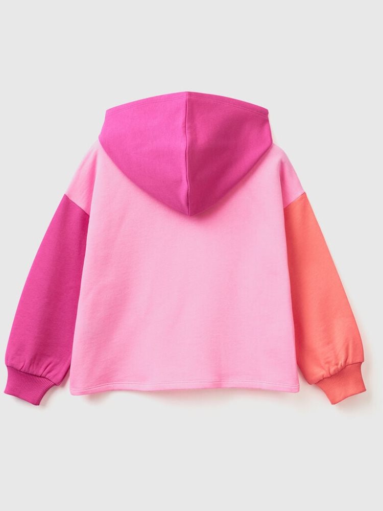 Benetton Cropped Hood Hoodie Kinderen Roze | BE111778