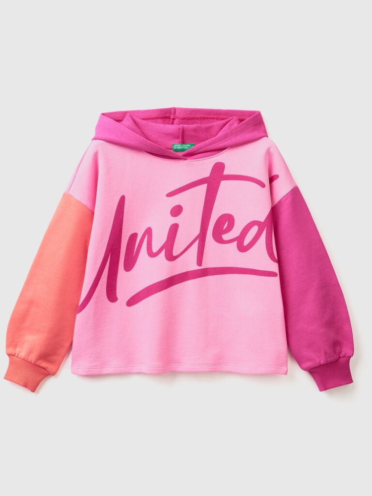 Benetton Cropped Hood Hoodie Kinderen Roze | BE111778