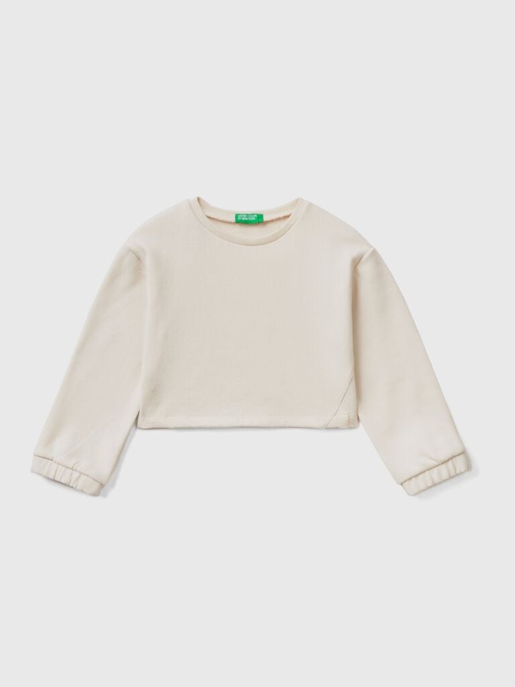 Benetton Cropped Recycled Fabric Sweatshirt Kinderen Wit | BE312396