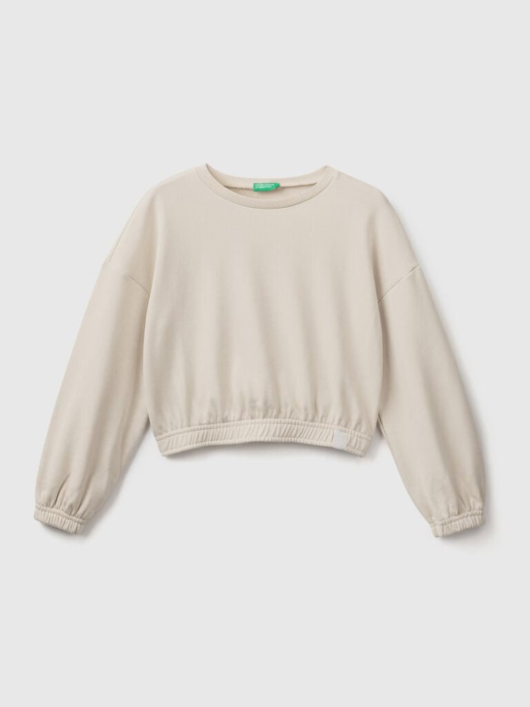 Benetton Cropped Recycled Fabric Sweatshirt Kinderen Wit | BE538706