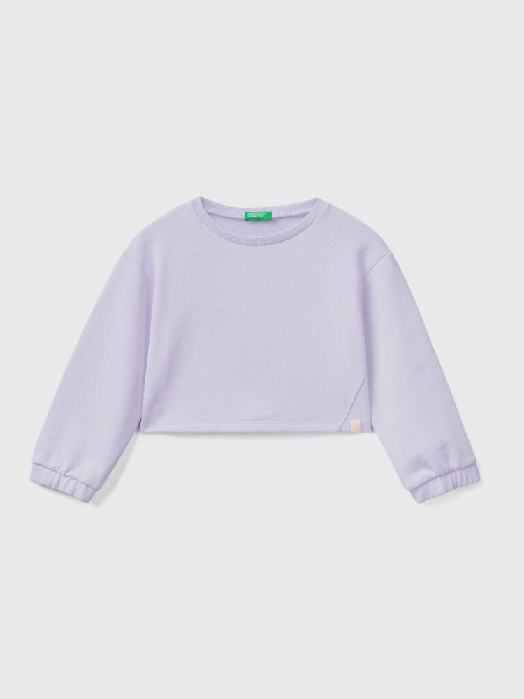 Benetton Cropped Recycled Fabric Sweatshirt Kinderen Lilac | BE714306