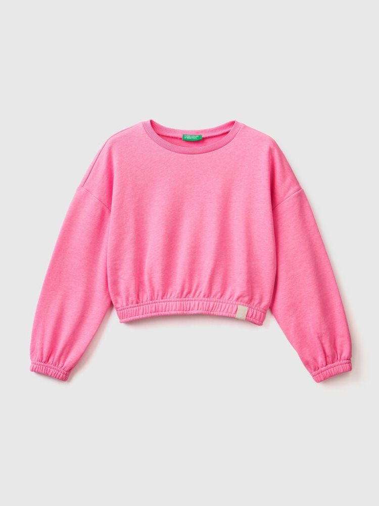 Benetton Cropped Recycled Fabric Sweatshirt Kinderen Roze | BE973777