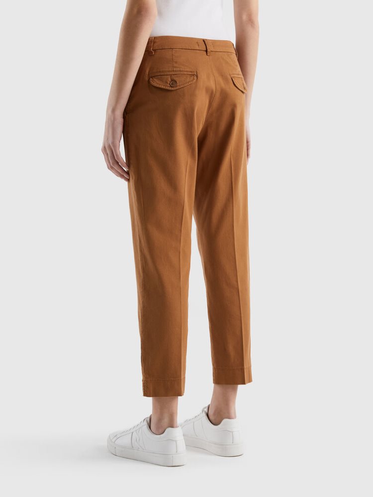 Benetton Cropped Stretch Katoenen Chinos Dames Beige | BE214042