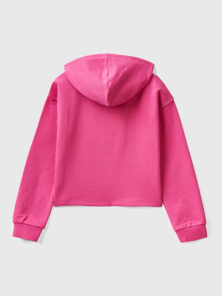 Benetton Cropped V-neck Hoodie Kinderen Fuchsie | BE837708