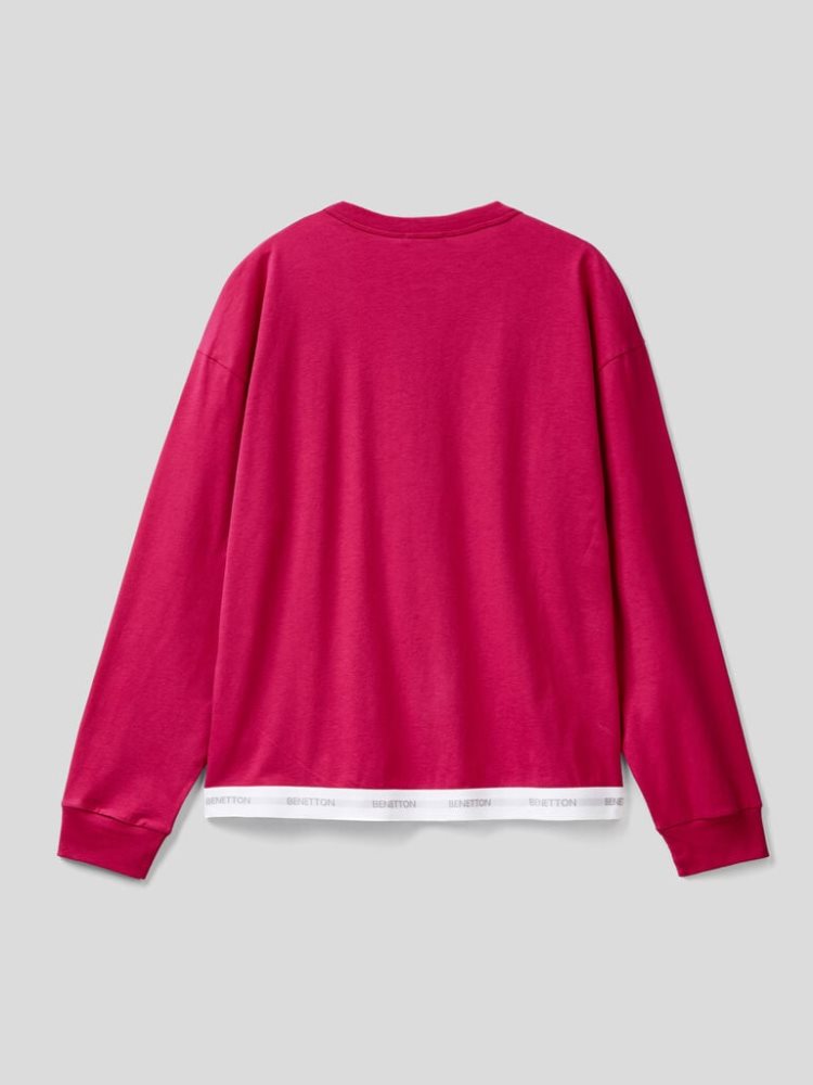 Benetton Cyclamen Logoed Elastic Sweatshirt Heren Cyclamen | BE541717