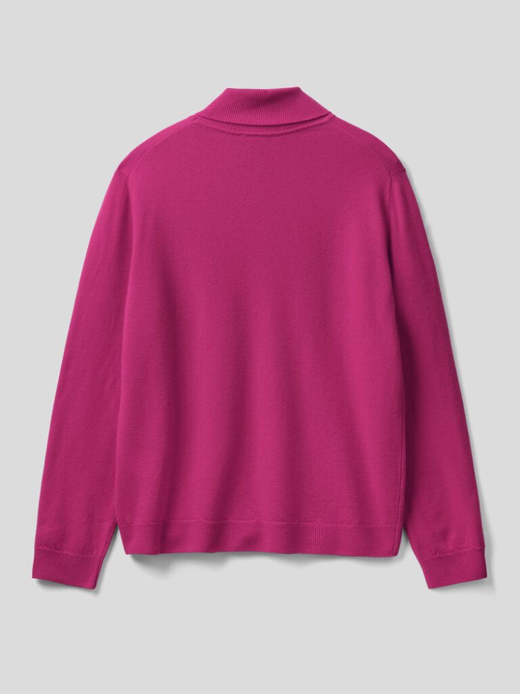 Benetton Cyclamen Pure Merino Wol Turtleneck High Neck Sweaters Heren Cyclamen | BE906882