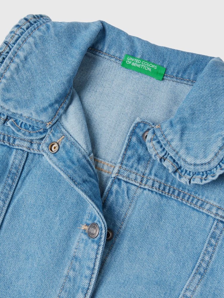 Benetton Denim Collar Light Jackets Kinderen Blauw | BE745600