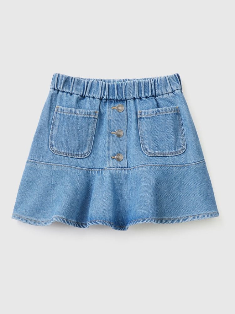 Benetton Denim Frill Mini Rokken Kinderen Blauw | BE893906