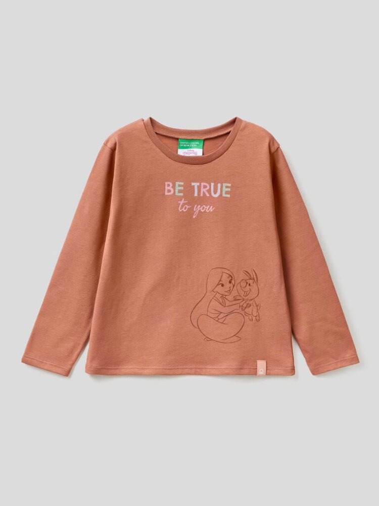 Benetton Disney Princess Long Sleeve T-shirts Kinderen Burnt | BE310142