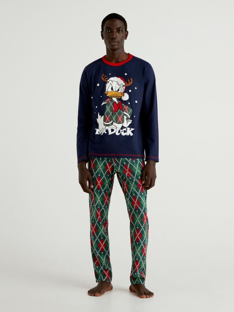 Benetton Donald Duck Christmas Pyjamas Heren Donkerblauw | BE493926